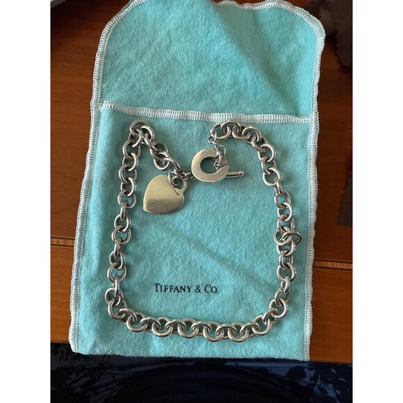 Tiffany & Co. Sterling Silver Heart Tag Toggle Necklace | 16” Choker Length - Picture 2 of 7